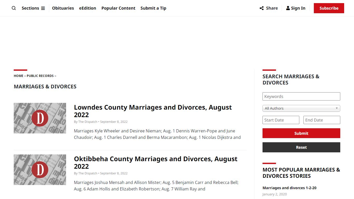 Marriages & Divorces Archives - The Dispatch