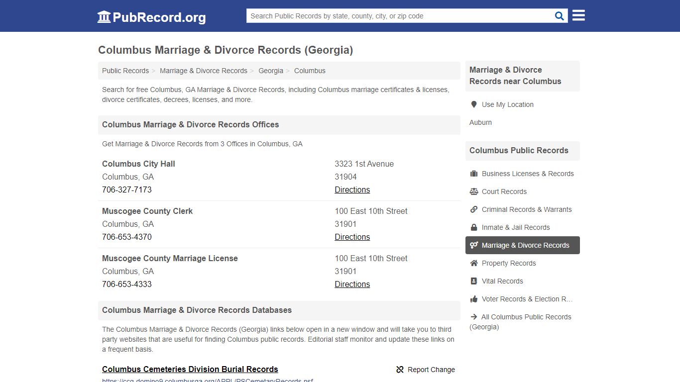 Columbus Marriage & Divorce Records (Georgia) - PubRecord.org